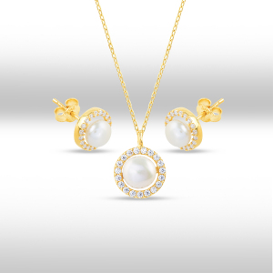 Set aur 14K Kocak galben zirconiu perla elegant
