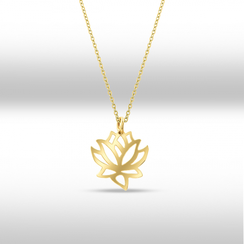 Lant aur 14k Kocak galben   floare de lotus - 2906407015006