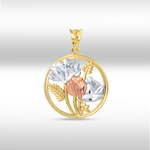 Pandant aur 14K Kocak galben alb roz  elegant floare - 2901831016704