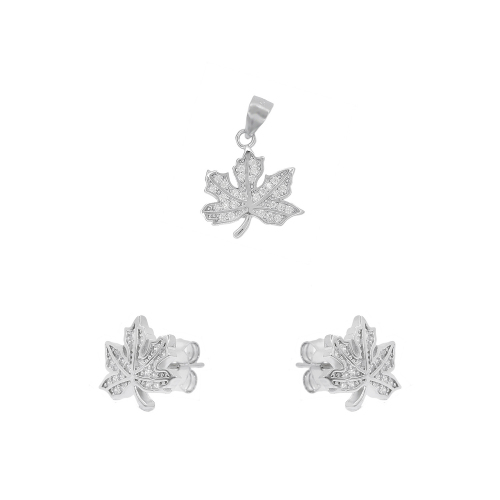 Set argint zirconiu leaf - 5000000657445