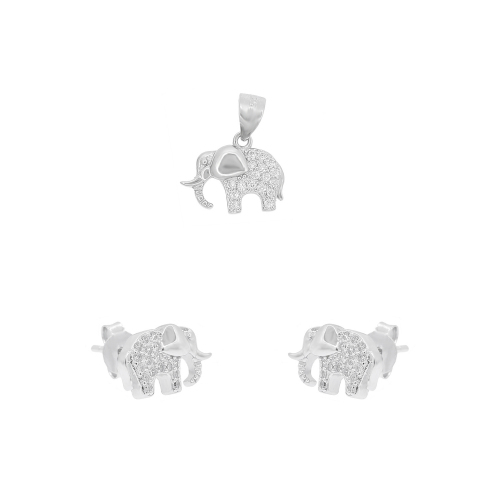 Set argint zirconiu elefant - 5000000656875