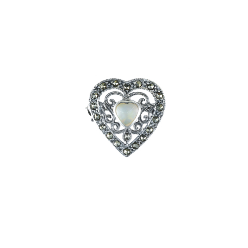 Brosa argint marcasite heart - 5000000699704
