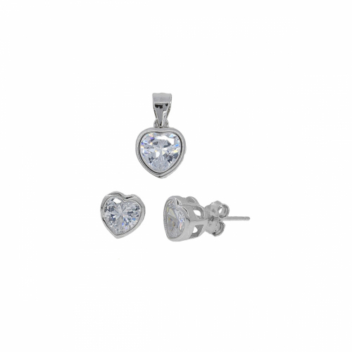 Set argint inima pietre zirconiu - 628872