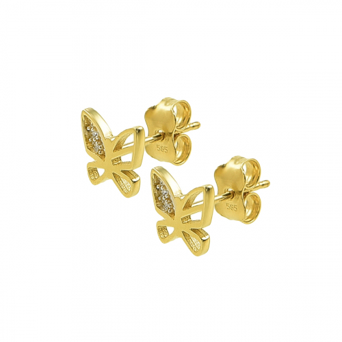 Cercei aur 14K zirconiu  fluture - 2920175011909