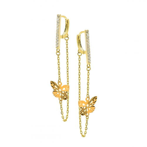 Cercei aur 14k zirconiu fluture  - 2922150017807