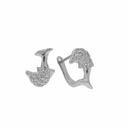 Cercei argint pietre zirconiu delfin - 635887