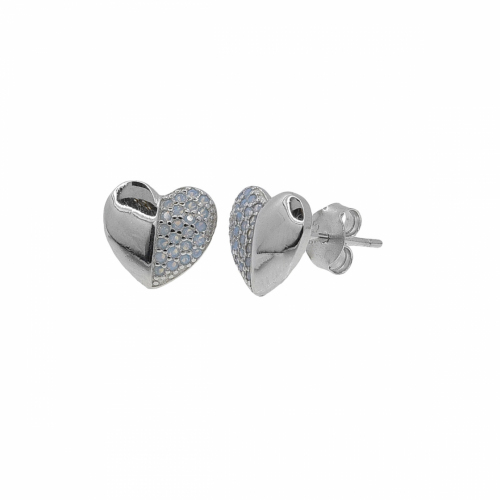 Cercei argint inima pietre zirconiu - 638208