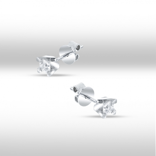 Cercei aur 18K cu diamant Zen alb 0.38 G VS - 6020000082312